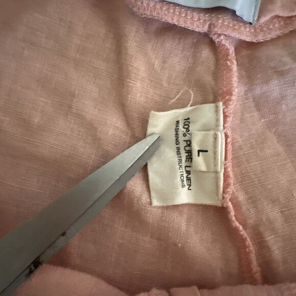 Parke Shorts Womens Large Peach 100% Linen Lightweight Summer Casual Zip - Picture 3 of 6